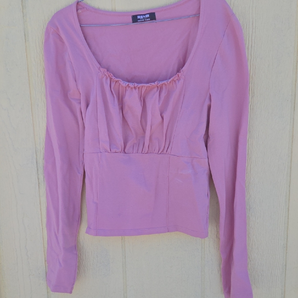 Jolie&joy Pink Lavender Scoop-Neck Long Sleeve Top Xl